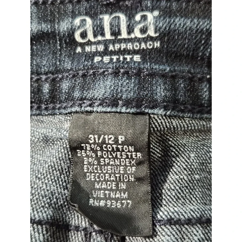 Womens ANA Mid Rise Cuffed Jean Shorts Stretch 5 Pocket Size 31 12P Blue Denim